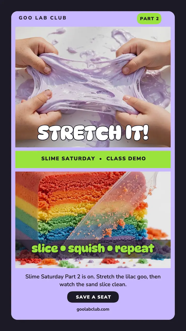 Goo Lab Club slime split-screen story: slime class story template