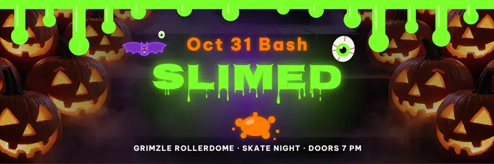SLIMED Halloween skate night X header template