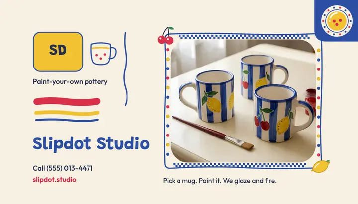 Slipdot Studio paint-your-own pottery business card template