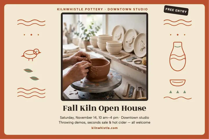 Kilnwhistle fall kiln open house postcard template