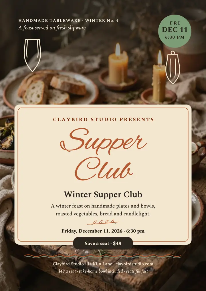 Claybird winter supper club flyer template