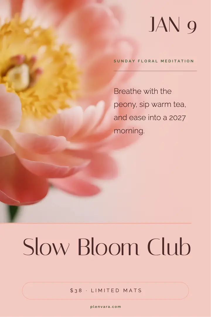 Slow Bloom Club floral meditation poster: meditation poster template