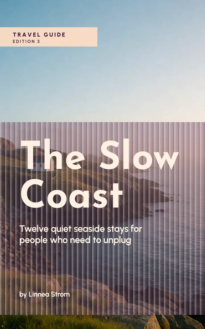 The Slow Coast guide, reeded glass ebook cover template