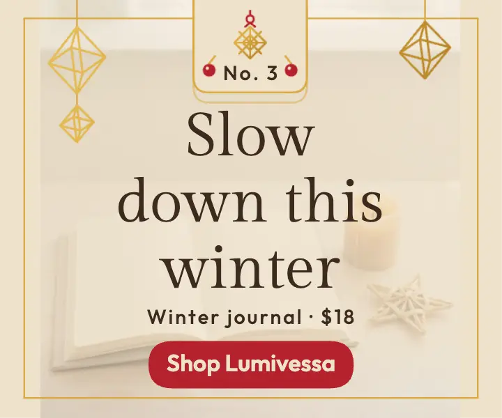 Slow down this winter journal ad, Scandi straw star: self-care journal ad template