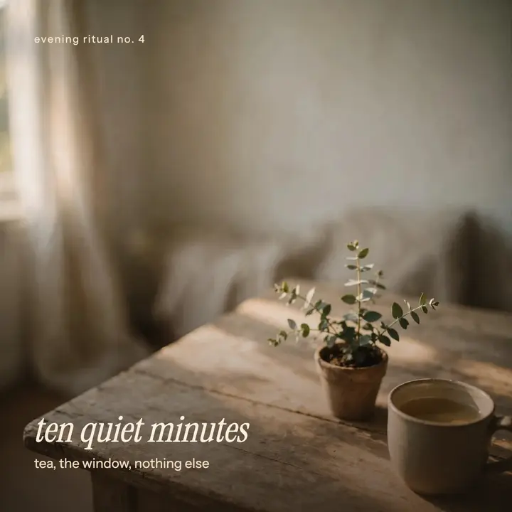 Slow evening tea ritual post: evening ritual wellness post template