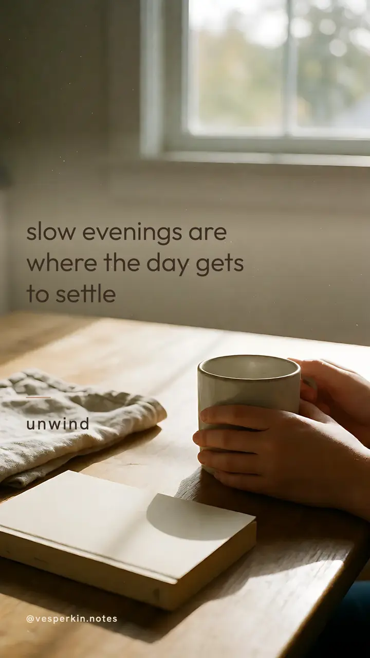 Slow evenings settle wellness quote story template