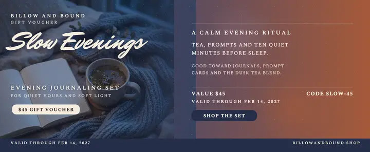 Slow Evenings journaling gift voucher template