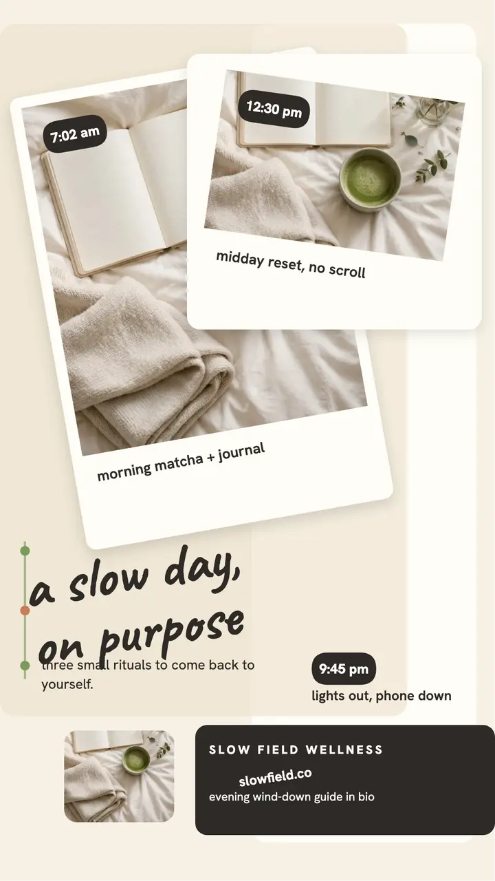 Slow Field slow day routine story: wellness routine story template