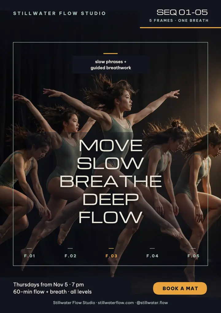 Slow flow breath evening flyer template