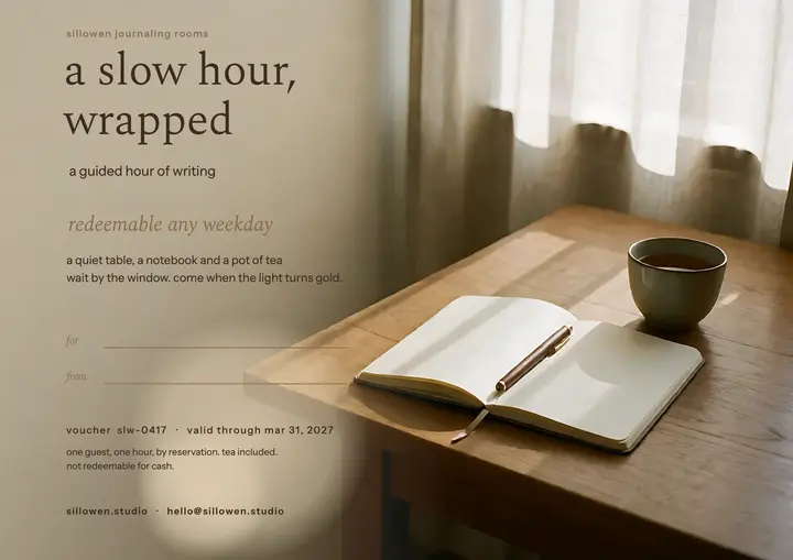 Slow hour journaling gift certificate template