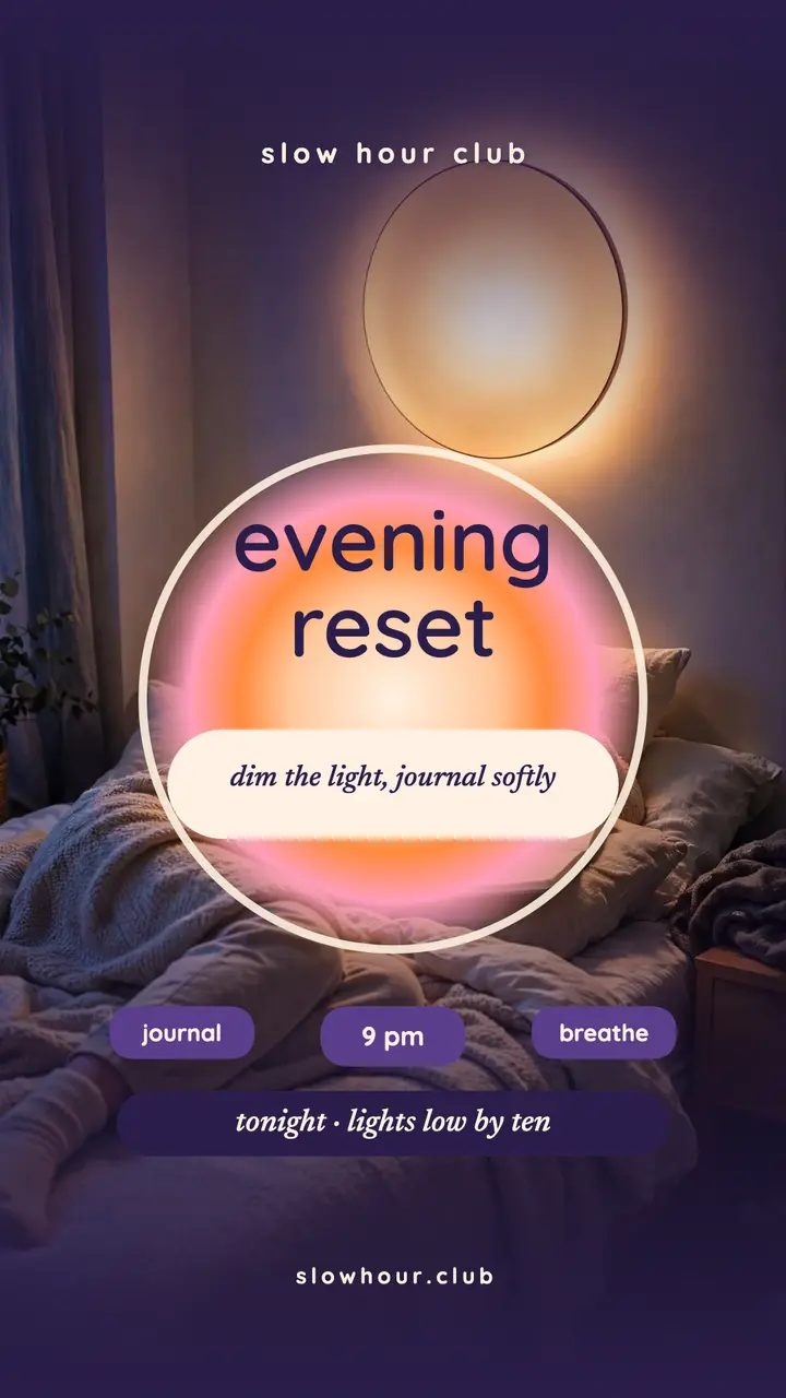 Slow Hour Club evening reset story template