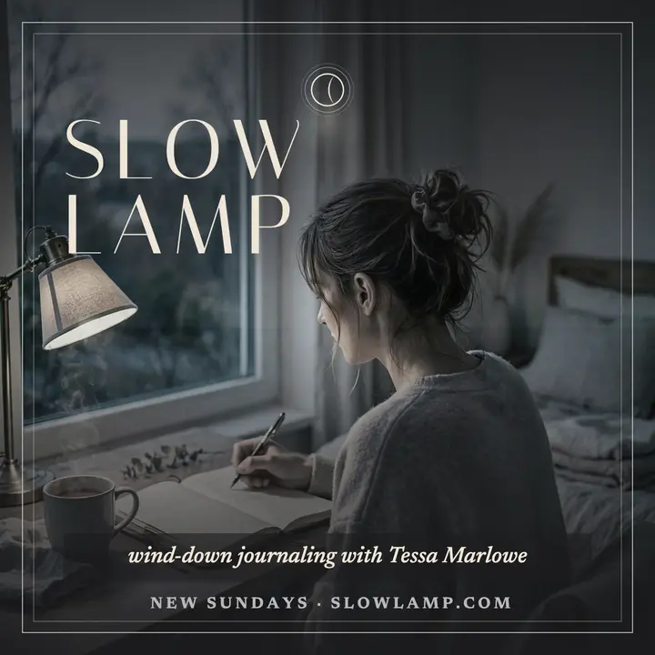 Slow Lamp wind-down podcast cover: wellness podcast cover template