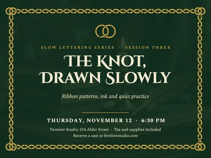 Fernlow slow lettering knotwork slide: lettering workshop slide template