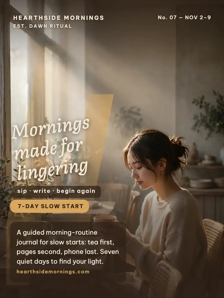 Hearthside Mornings slow journal portrait template