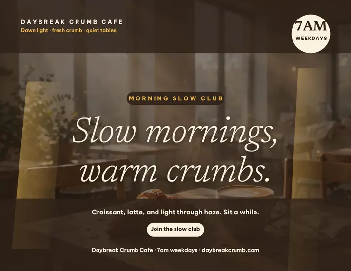 Daybreak Crumb slow mornings flyer template