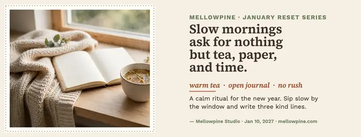 Slow morning manifesto cover, Mellowpine: wellness manifesto cover template