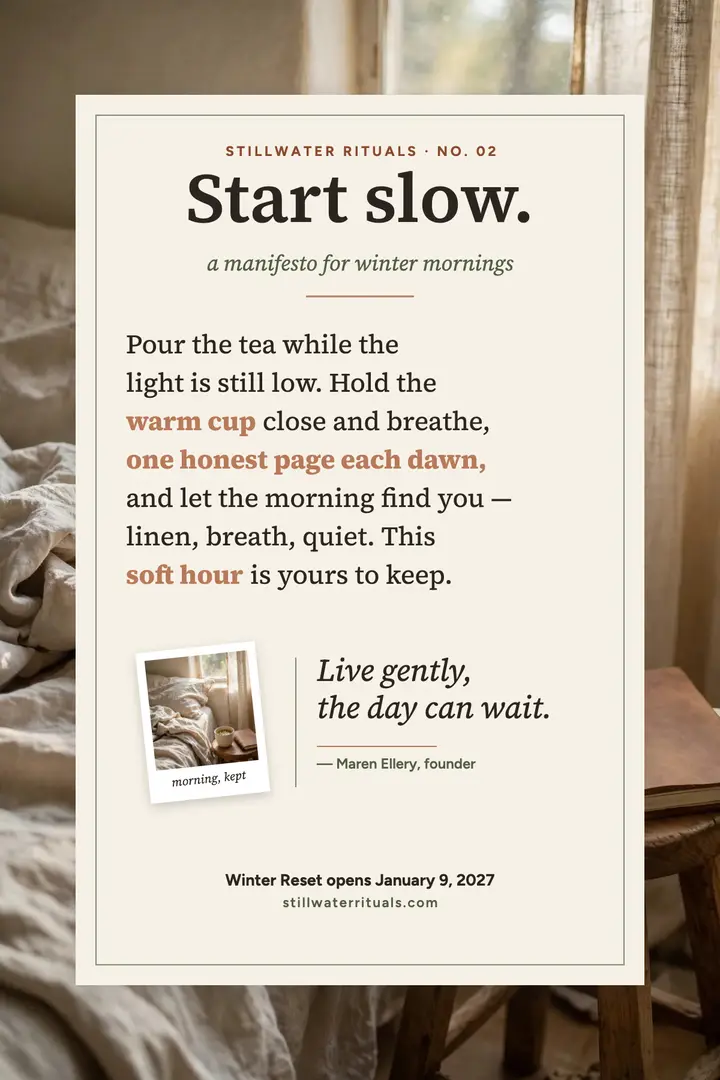 Slow morning manifesto poster template