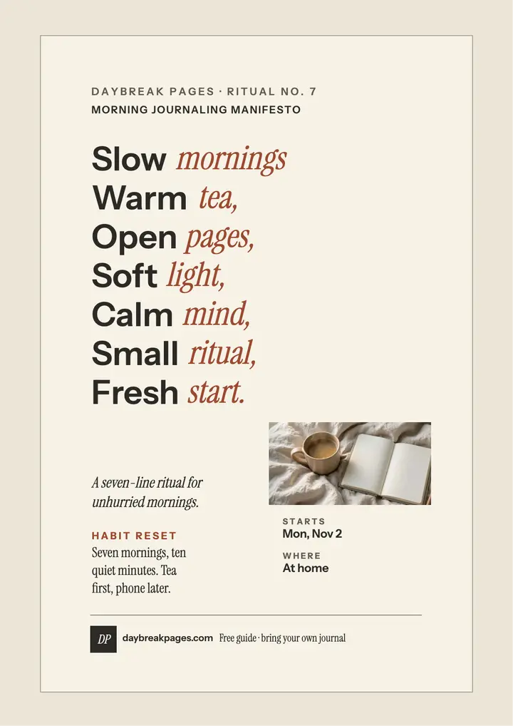 Daybreak Pages slow morning ritual flyer template