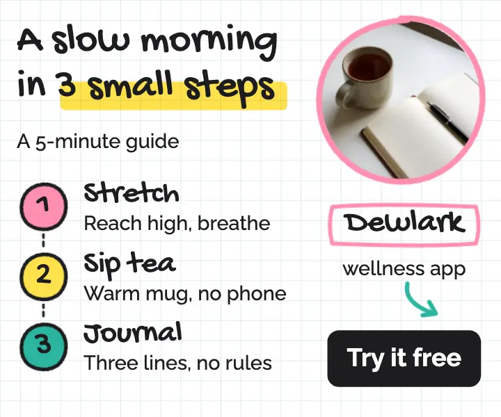Slow morning in 3 small steps, wellness app ad: wellness app ad template