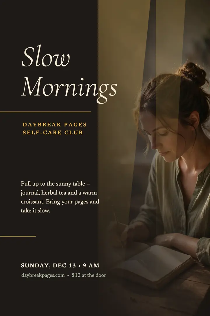 Slow Mornings self-care club poster template