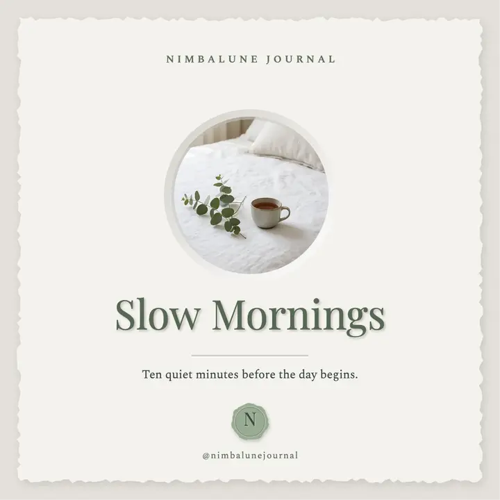 Slow Mornings journaling post, cloud dancer emboss template