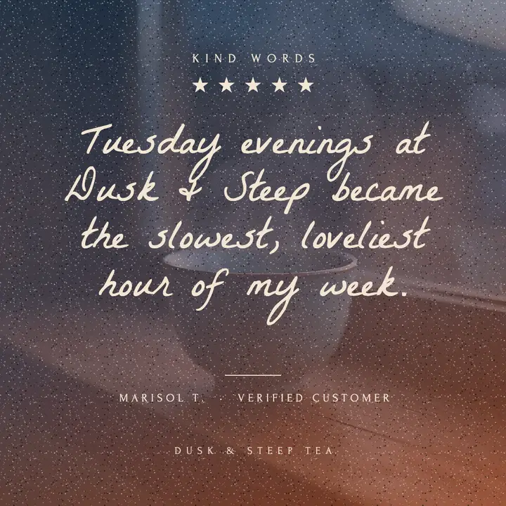 Dusk & Steep tea testimonial post: customer review post template