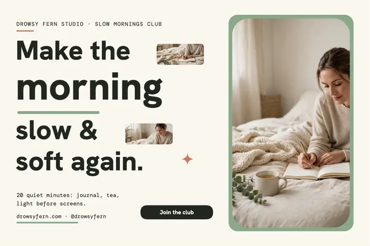 Slow mornings ritual postcard template