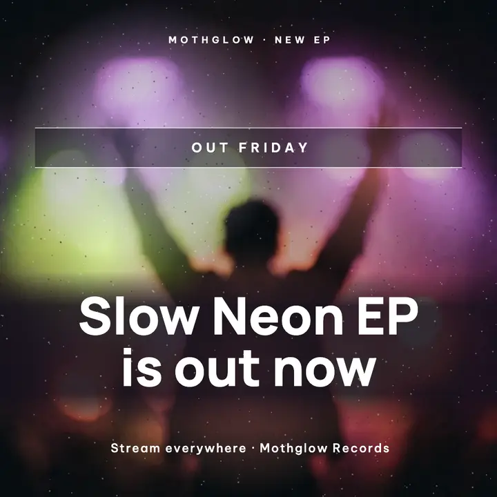 Slow Neon EP release post, acid blur: music release post template