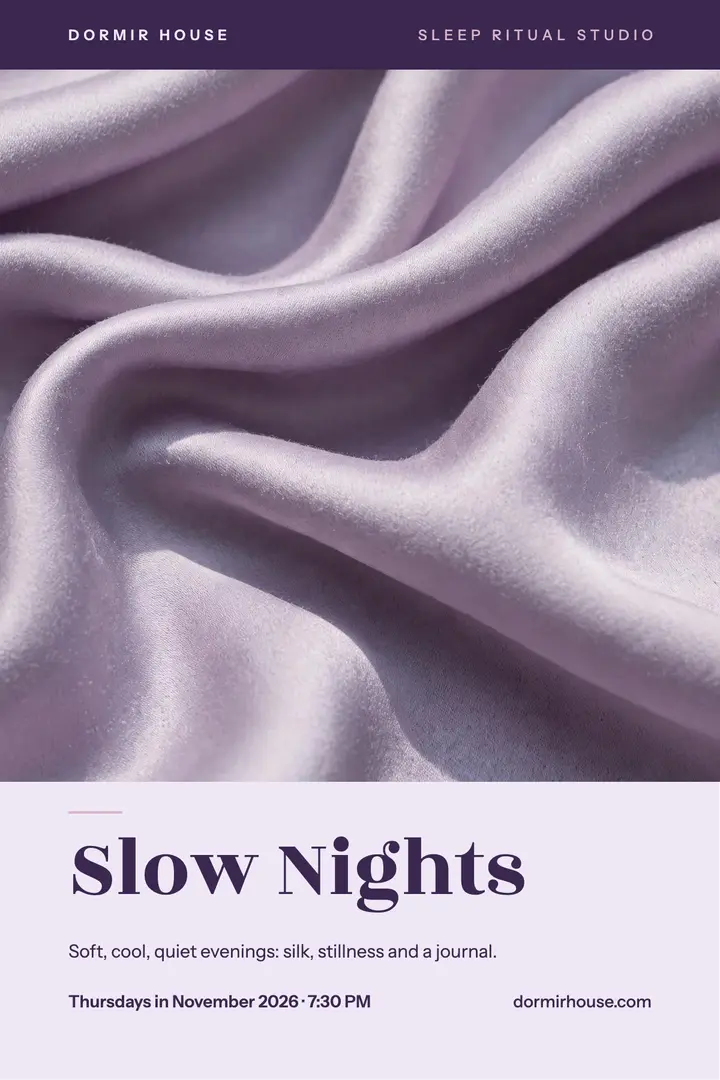 Slow Nights satin sleep workshop poster: sleep workshop poster template