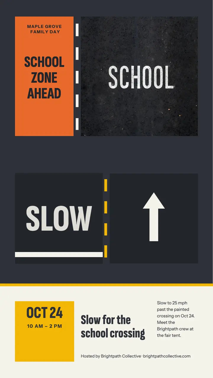 Maple Grove slow school crossing safety story template
