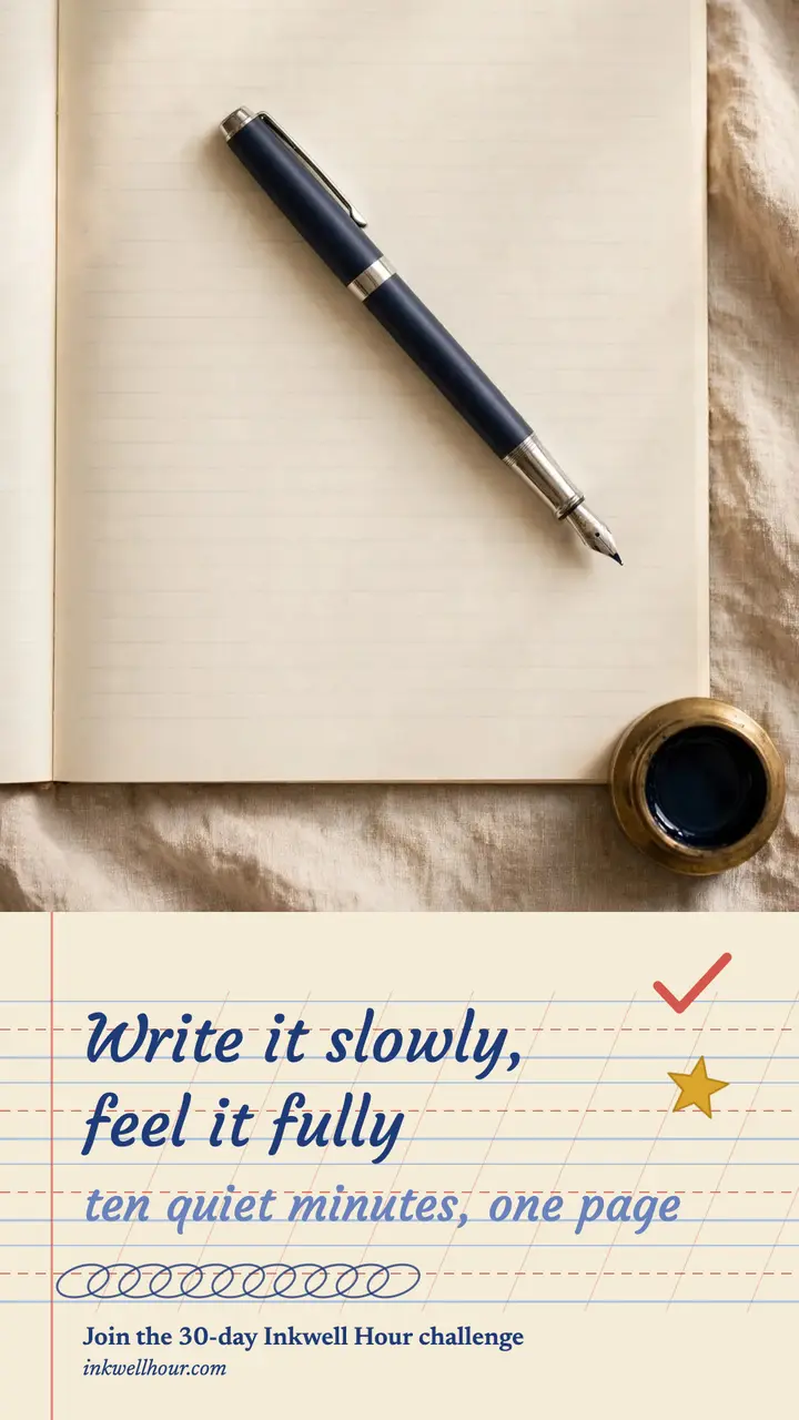Inkwell Hour cursive journal story template