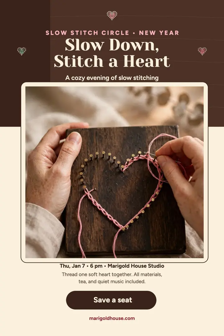 Slow Stitch Circle self-care poster template