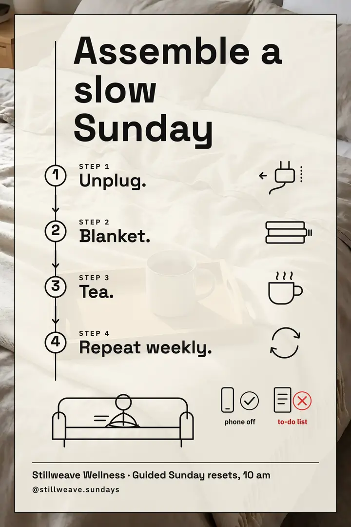 Stillweave Wellness slow Sunday assembly poster template