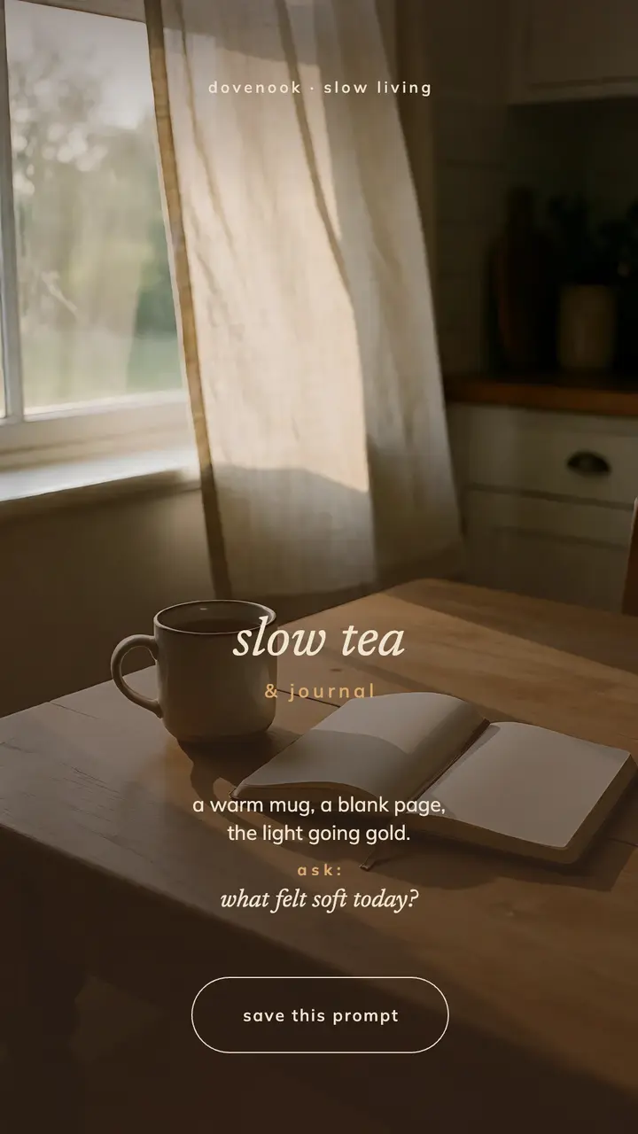 Dovenook slow tea and journal prompt story template