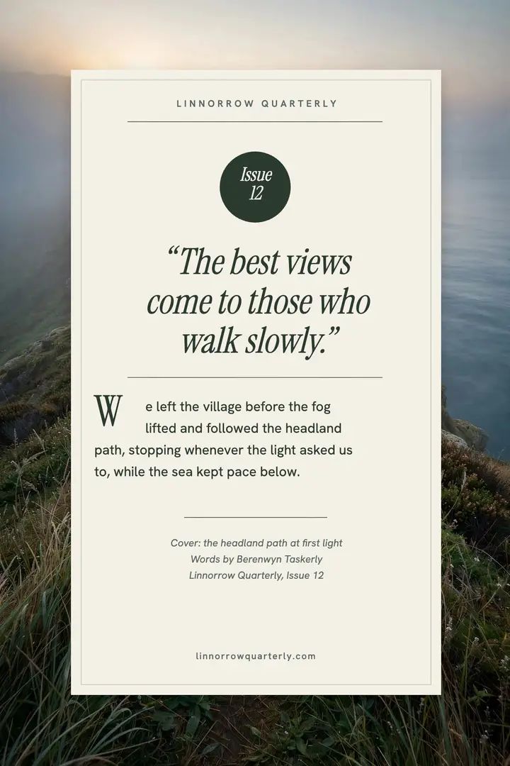 Linnorrow Quarterly slow travel essay card template
