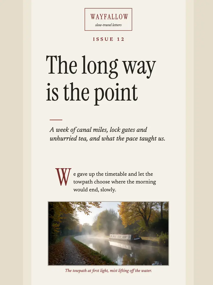 Slow travel essay quote card, Wayfallow letters template
