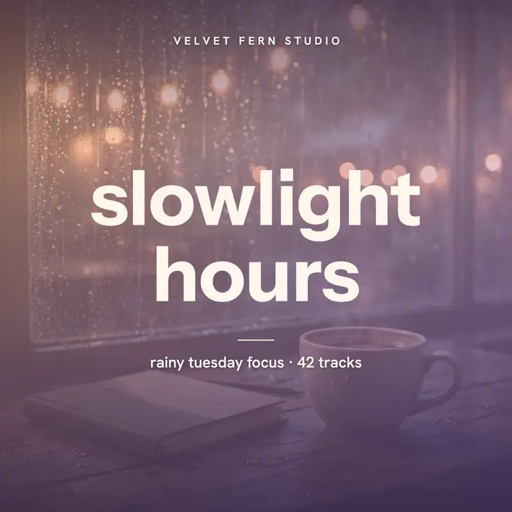 Slowlight Hours rainy focus podcast cover template
