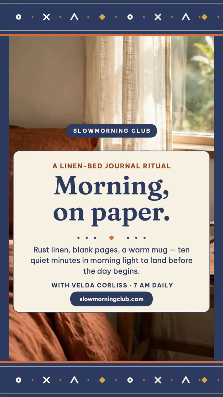 Slowmorning Club linen-bed journal story template