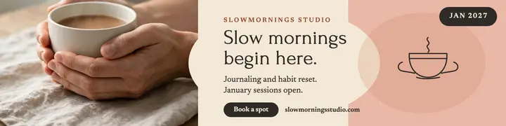 Slowmornings slow morning coaching banner: wellness linkedin banner template