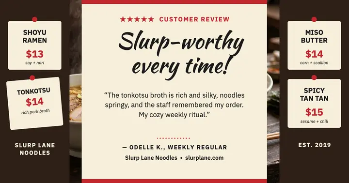 Slurp Lane ramen review spotlight post template