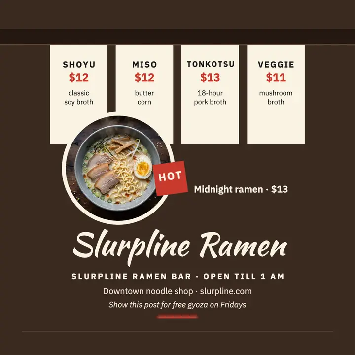 Slurpline ramen strip menu post template