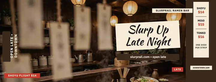 Slurprail ramen strip menu cover template