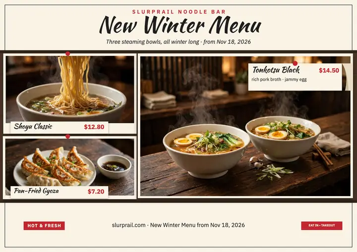 Slurprail winter ramen menu certificate template