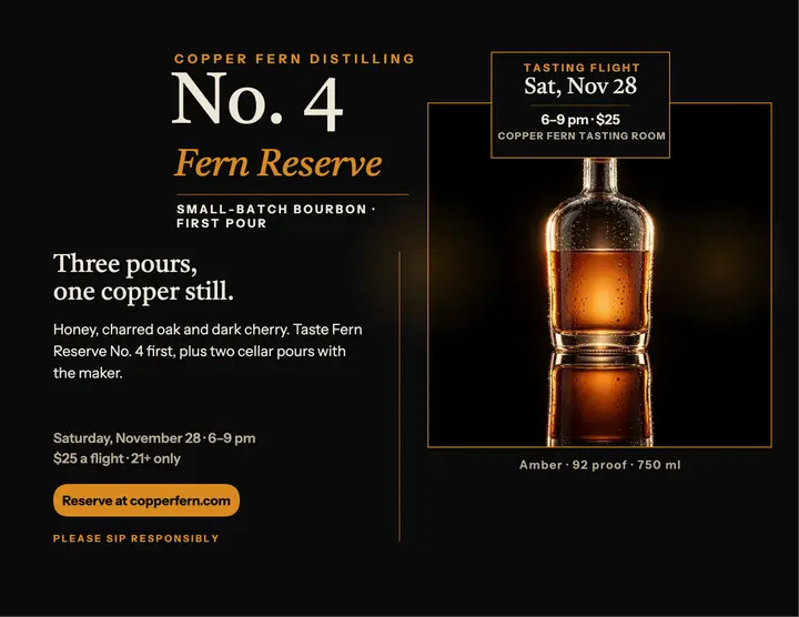 Copper Fern bourbon tasting flight flyer template