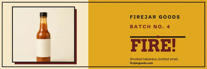 Firejar Goods hot sauce launch header template