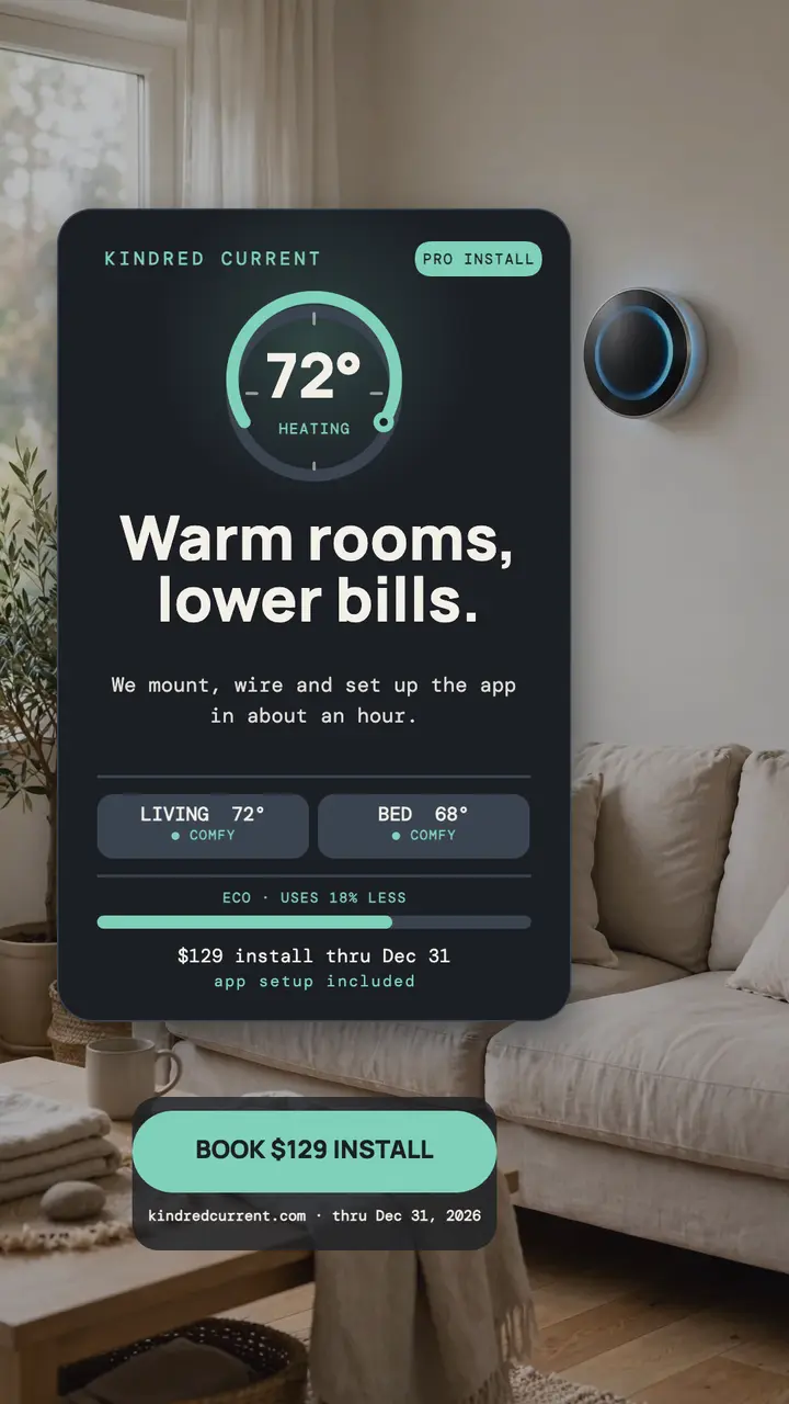 Kindred Current thermostat install story template