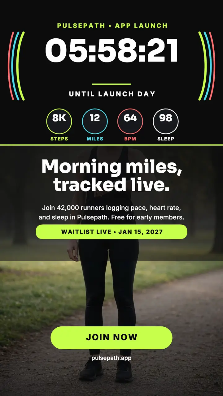 Pulsepath app launch countdown story template