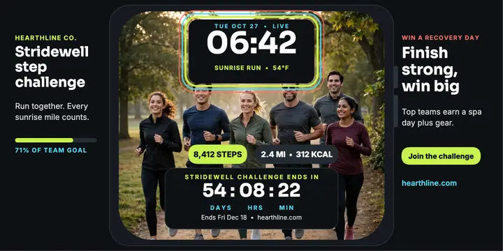Stridewell step challenge smartwatch post template
