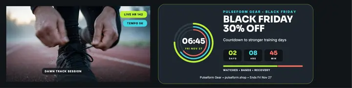 Pulseform Gear Black Friday training banner template
