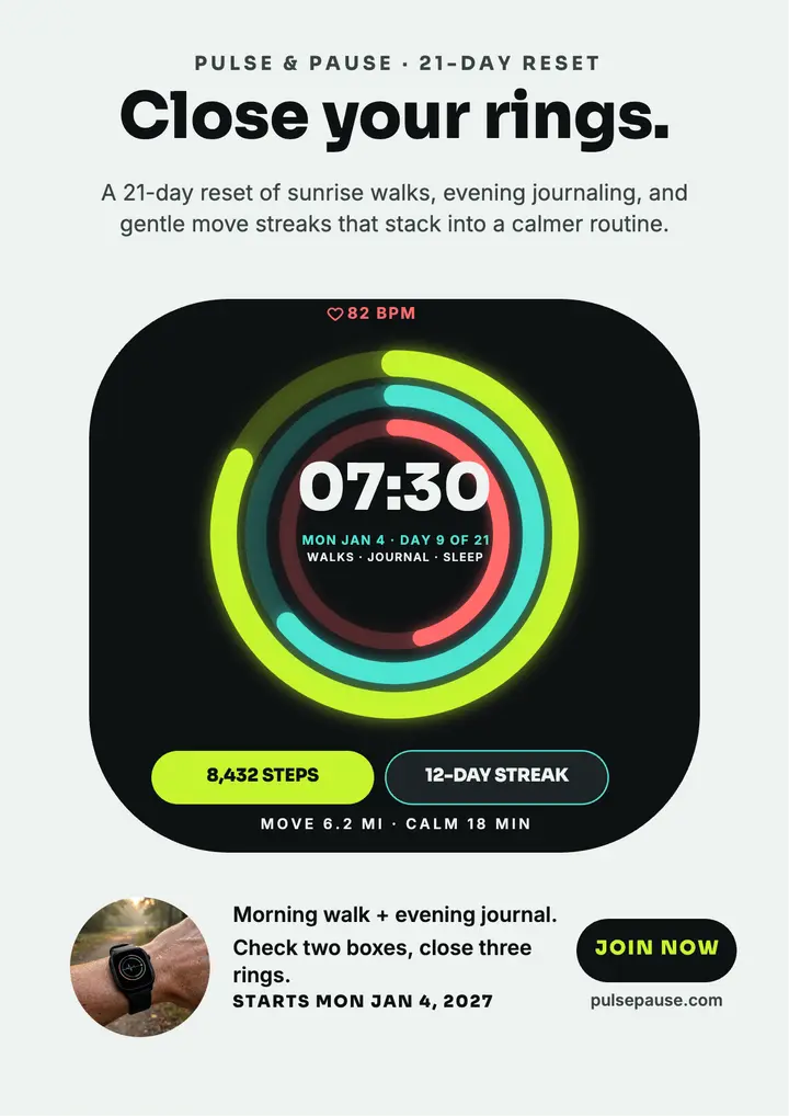 Pulse and Pause 21-day reset smartwatch flyer template